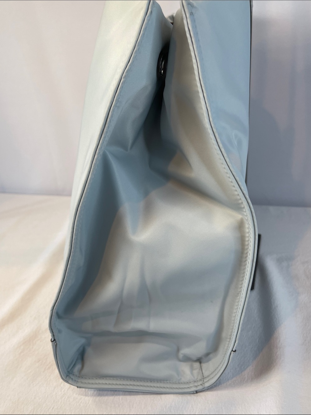 Tory Burch Ella Nylon Tote Light Blue Large Logo Tote Bag - Picture 6 of 14